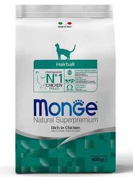 Корм сухой Monge Cat Hairball для кошек для выведения шерсти 400г