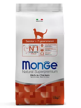 Корм сухой Monge Cat Senior для пожилых кошек 1,5 кг