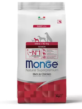 Корм сухой Monge Dog Mini для пожилых собак мелких пород 3 кг