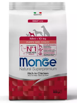 Корм сухой Monge Dog Mini для щенков мелких пород 800г