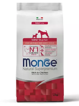 Корм сухой Monge Dog Mini Starter для щенков мелких пород 1,5 кг
