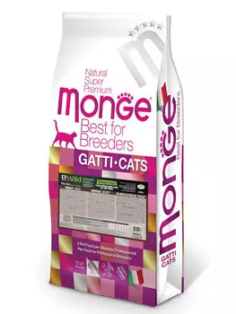 Корм сухой Monge PFB Cat BWild GRAIN FREE беззерновой из мяса буйвола для крупных кошек всех возрастов 10 кг