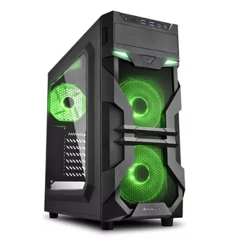 Корпус Sharkoon VG7-W green led черный