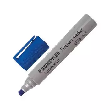 Маркер для флипчарта STAEDTLER (Германия) "Lumocolor", НЕПРОПИТЫВАЮЩИЙ, СИНИЙ, скошенный наконечник, 2-5 мм, 356 B-3 (10 шт.)
