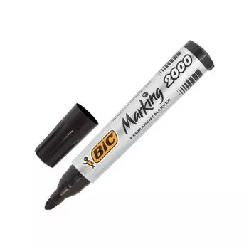 Маркер перманентный (нестираемый) BIC Marking 2000, ЧЕРНЫЙ, скошенный наконечник, 1,7-5 мм, 8209153, (12 шт.)