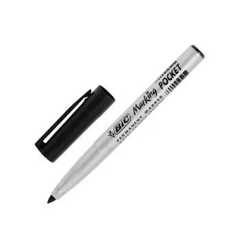 Маркер перманентный (нестираемый) BIC Marking Fine, ЧЕРНЫЙ, скошенный наконечник, 1,2-4,2 мм, 8209021, (12 шт.)