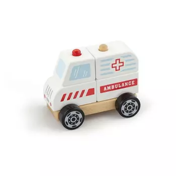 Машина "Скорая помощь" в коробке сборная машина:платформа с колесами,2 штырька,4 блока VIGA 50204