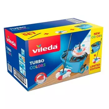 Набор для уборки VILEDA ТУРБО швабра+ведро с пед.отжимом, голубой