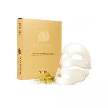 НАБОР Гидрогелевая маска для лица Petitfee ЗОЛОТО/МУЦИН УЛИТКИ Gold&amp;Snail Transparent Gel Mask Pack, 5 шт