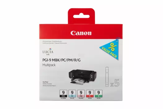 Набор картриджей CANON PGI-9 MBK/PC/PM/R/G многоцветный, 5 картриджей