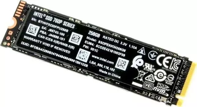 Накопитель SSD Intel 256GB TLC 760P (SSDPEKKW256G8XT 963290)