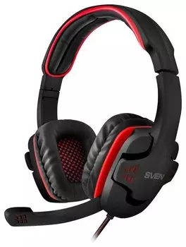 Наушники с микрофоном SVEN AP-G855MV, черный-красный