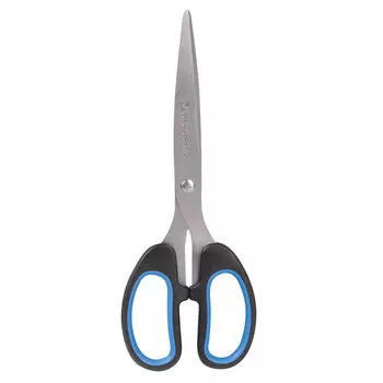 Ножницы BRAUBERG Classic+, 205 мм, классической формы, резиновые вставки, черно-синие, 236449