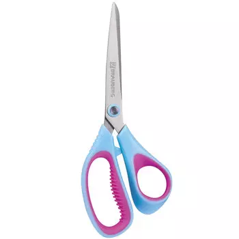 Ножницы BRAUBERG Extra, 190 мм, ассиметричные, ребристые резиновые вставки, бирюзово-фиолетовые, 236452
