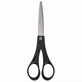 Ножницы BRAUBERG SRS-100, 180 мм, чёрные, 2-х сторонняя заточка, в картонной упаковке с европодвесом, 230931, (12 шт.)