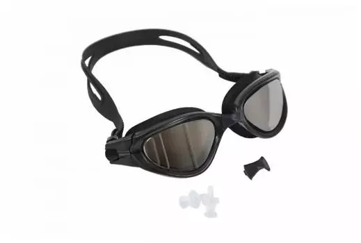 Очки для плавания, серия "Комфорт", черные, цвет линзы - зеркальный (Swimming goggles)