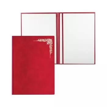 Папка адресная бархат с виньеткой, формат А4, красная, индивидуальная упаковка, АП4-фк-047