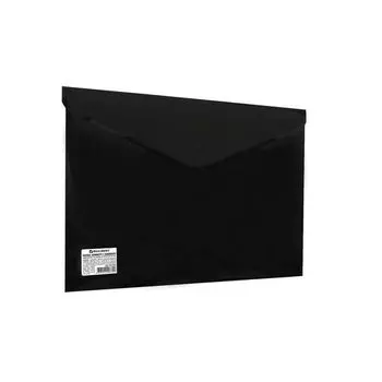 Папка-конверт с кнопкой BRAUBERG, А4, до 100 листов, непрозрачная, черная, СВЕРХПРОЧНАЯ 0,2 мм, 221361, (40 шт.)