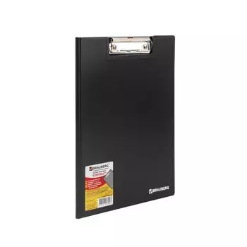 Папка-планшет BRAUBERG Contract, А4 (315х230 мм), с прижимом и крышкой, пластиковая, черная, сверхпрочная, 1,5 мм, 223489