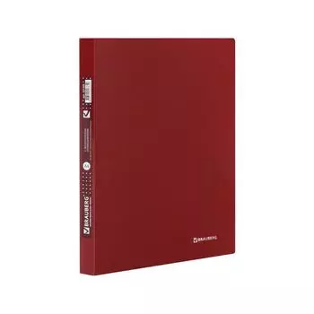 Папка с металлическим скоросшивателем и внутренним карманом BRAUBERG Диагональ, темно-красная, до 100 листов, 0,6 мм, 221355, (8 шт.)