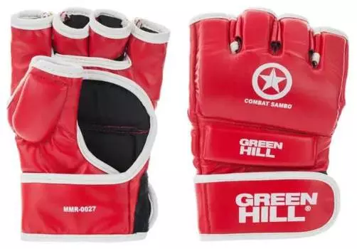 Перчатки ММА Green Hill COMBAT SAMBO PU, MMR-0027-CS, Красный, XL
