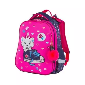 Ранец BRAUBERG PREMIUM, 2 отделения, с брелком, Kitten&amp;sneakers, 38х29х16 см