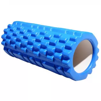 Ролик массажный для йоги INDIGO PVC, IN077, Синий, 14*33 см