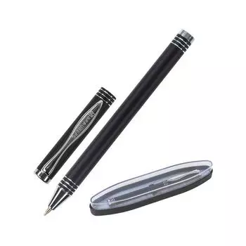 Ручка бизнес-класса шариковая BRAUBERG Magneto, СИНЯЯ, корпус черный с хромированными деталями, линия письма 0,5 мм, 143494