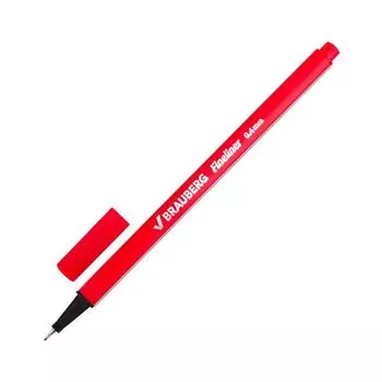 Ручка капиллярная BRAUBERG Aero, КРАСНАЯ, трехгранная, металлический наконечник, линия письма 0,4 мм, FL110, (24 шт.)