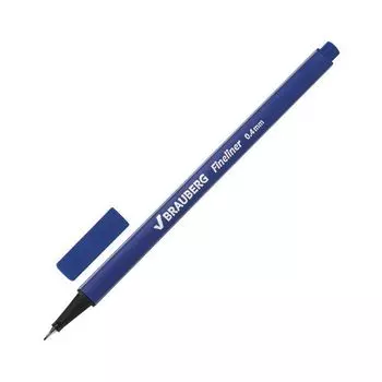 Ручка капиллярная BRAUBERG Aero, СИНЯЯ, трехгранная, металлический наконечник, линия письма 0,4 мм, FL109, (24 шт.)