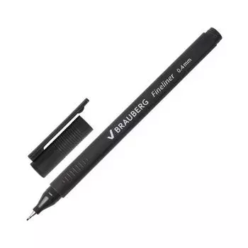 Ручка капиллярная BRAUBERG Carbon, ЧЕРНАЯ, металлический наконечник, трехгранная, линия письма 0,4 мм, FL101, (24 шт.)