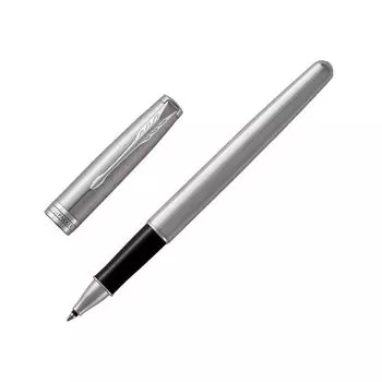 Ручка-роллер PARKER Sonnet Core Stainless Steel CT, корпус серебристый, палладиевые детали, черная, 1931511