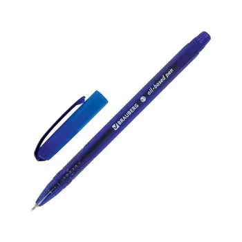 Ручка шариковая масляная BRAUBERG "SoarInk", СИНЯЯ, корпус синий, узел 0,7 мм, линия письма 0,35 мм, 143343, OBP369 (24 шт.)
