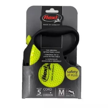 Рулетка для собак FLEXI "NEON STANDARD" M трос 5 м до 20 кг черный