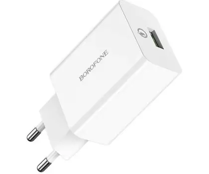 Сетевое зарядное устройство Borofone BA21A Long journey, 1USB, QC3.0, белый (02067)