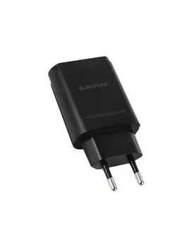 Сетевое зарядное устройство+кабель Lightning Borofone BA25A Outstanding, 2USB, 2.4A, черный (04177)