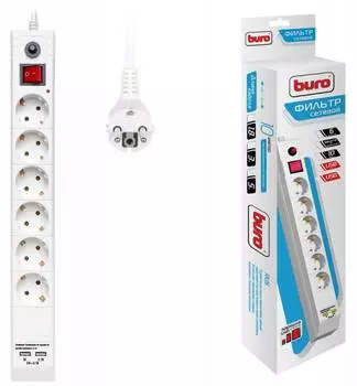 Сетевой фильтр Buro BU-SP5_USB_2A-W 5м (6 розеток) белый