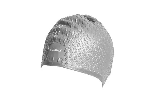 Шапочка для плавания силиконовая, бабл, серая (Swimming cap bubble)