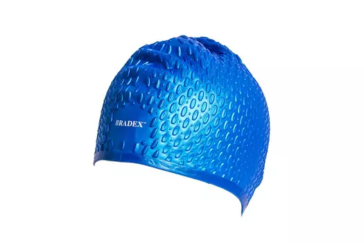 Шапочка для плавания силиконовая, бабл, синий (Swimming cap bubble)