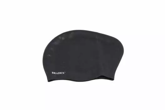 Шапочка для плавания силиконовая для длинных волос, черный (swimming cap)