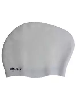 Шапочка для плавания силиконовая для длинных волос, серый (swimming cap)