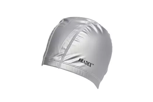Шапочка для плавания текстильная покрытая ПУ, серая (Swimming cap)