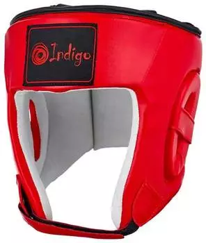 Шлем боксерский тренировочный INDIGO PU, PS-827, Красный, S