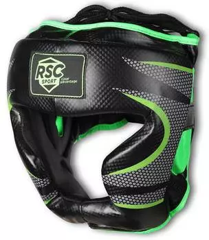 Шлем боксерский закрытый RSC PU, 3693, Черно-зеленый, XL