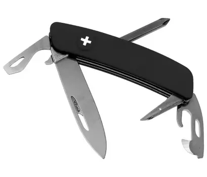 Швейцарский нож SWIZA D04 Standard, 95 мм, 11 функций, черный