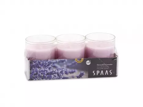 Свеча ЦИТРОНЕЛЛА в стакане 3шт лаванда SPAAS