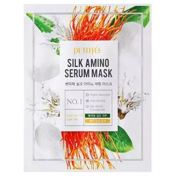 Тканевая маска с аминокислотами шелка Petitfee Silk Amino Serum Mask, 25г
