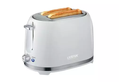 Тостер Centek СТ-1432 White 850Вт, 7 ур. прожарки, 2 тоста, поддон, стоп, подогрев, разморозка