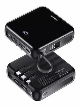 Внешний аккумулятор USAMS US-CD169 (10000 mAh), PB61 LED черный (10KCD16901)
