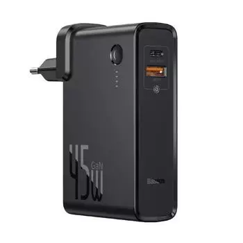 Внешний аккумулятор + ЗУ Baseus Power Station GaN C+C 10000mAh 45W EU Black (PPNLD-F01)
